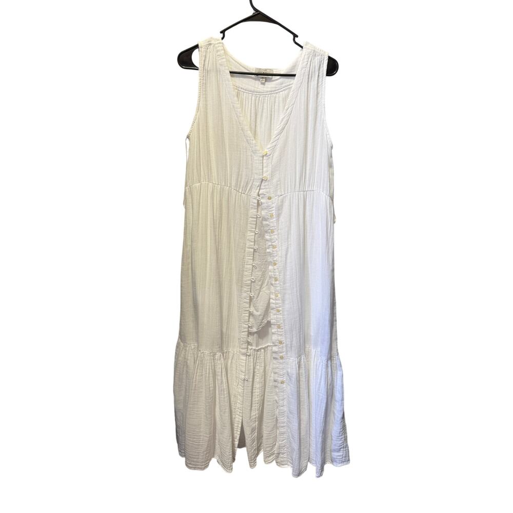 Lucky Brand Sleeveles Button Down Tiered Maxi Dress Size M